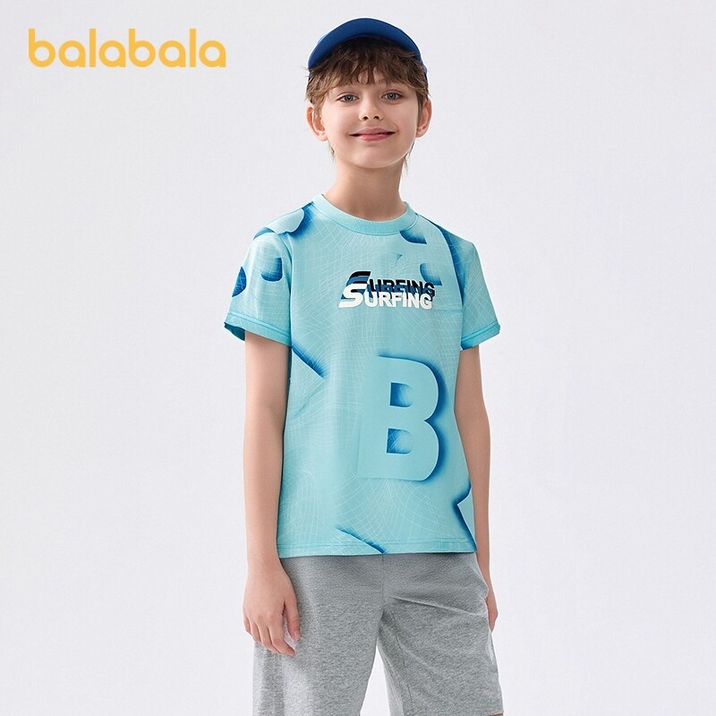 balabala Children Inner Wear Short Sleeve T-Shirt Boy Older Children Printed Summer Fashion Comfortable · v2