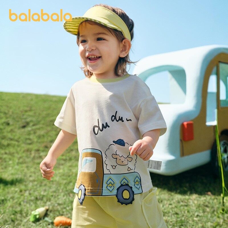 balabala Boy Short Sleeve T-Shirt Baby Top Girl Clothing 2025 New Summer Fashion Cute Infant Top