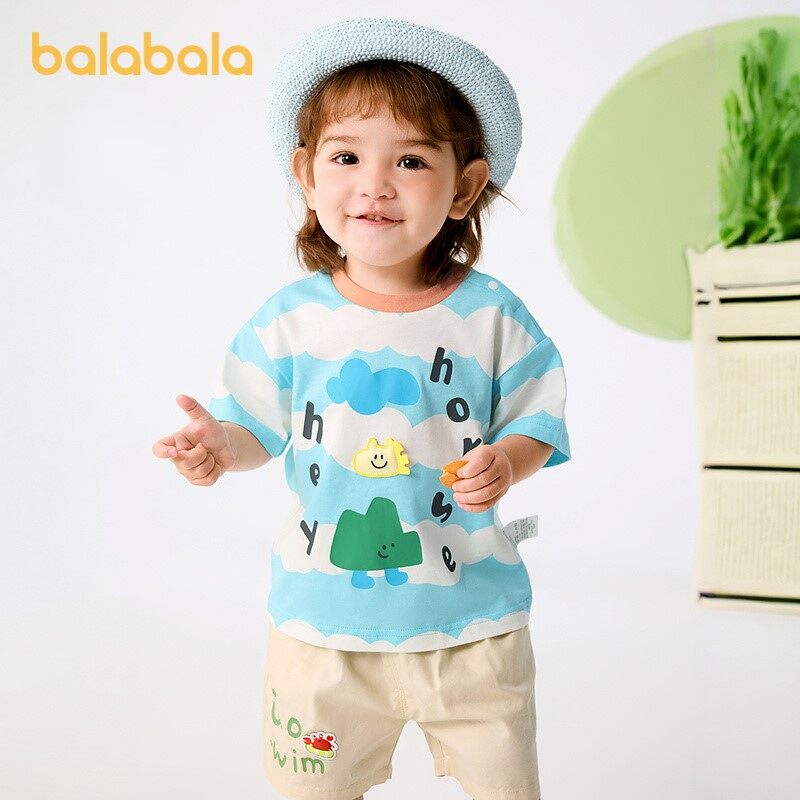 balabala Boy Short Sleeve T-Shirt Baby Top Girl Clothing 2025 New Summer Fashion Cute Infant Top