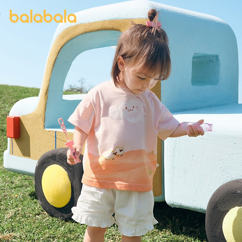 balabala Boy Short Sleeve T-Shirt Baby Top Girl Clothing 2025 New Summer Fashion Cute Infant Top