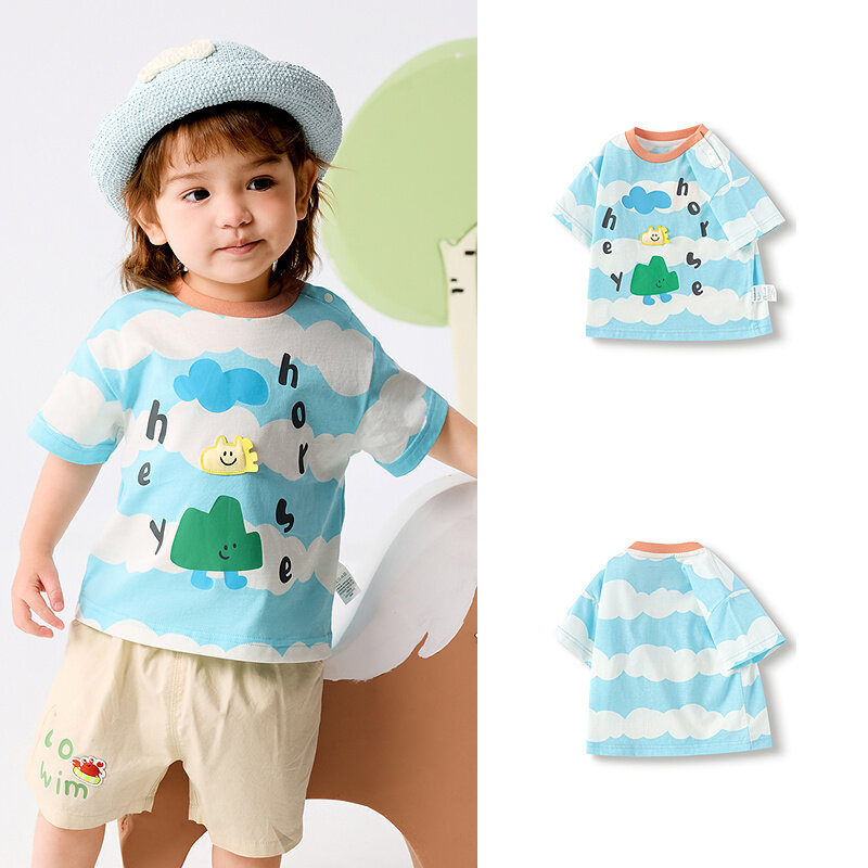 balabala Boy Short Sleeve T-Shirt Baby Top Girl Clothing 2025 New Summer Fashion Cute Infant Top