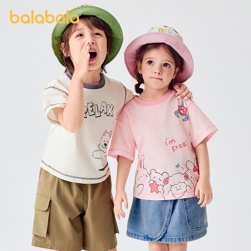balabala Baby Inner Wear Infant T-Shirt Boy Short Sleeve Girl Top 2025 New Summer Loose Fashion · v3
