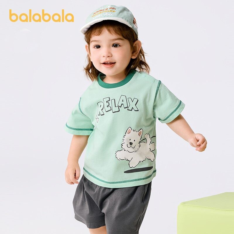balabala Baby Inner Wear Infant T-Shirt Boy Short Sleeve Girl Top 2025 New Summer Loose Fashion · v3