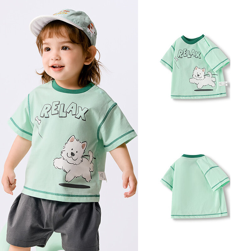 balabala Baby Inner Wear Infant T-Shirt Boy Short Sleeve Girl Top 2025 New Summer Loose Fashion · v3