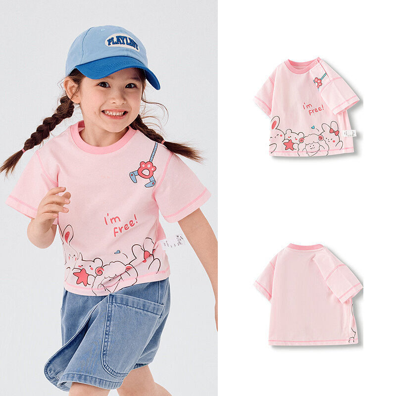 balabala Baby Inner Wear Infant T-Shirt Boy Short Sleeve Girl Top 2025 New Summer Loose Fashion · v3