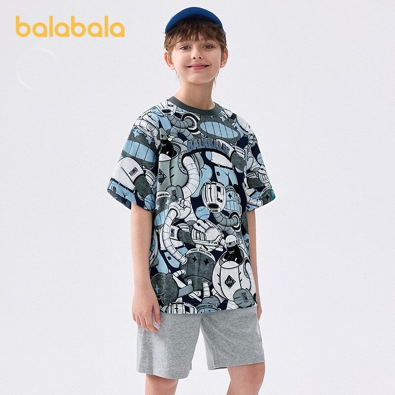 balabala Çocuk Erkek Kısa Kollu Tişört Yeni Yaz İç Giyim Yaşlı Erkek Pamuklu Üst