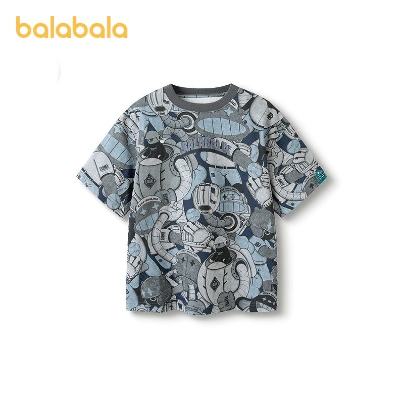 balabala Children Boy Short Sleeve T-Shirt New Summer Inner Wear Older Boy Cotton Top · v2