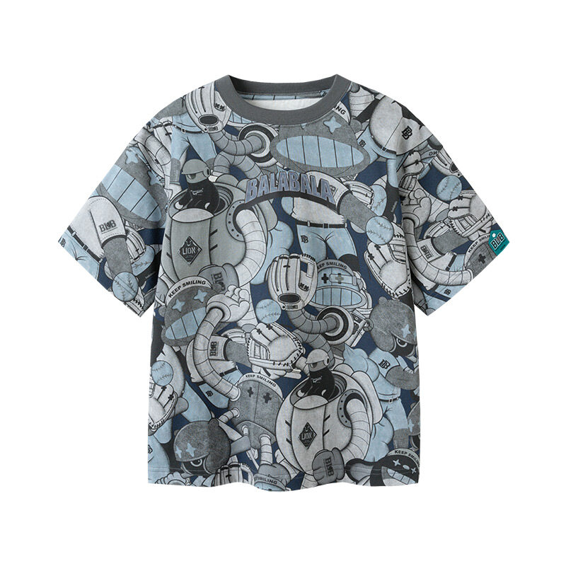 balabala Children Boy Short Sleeve T-Shirt New Summer Inner Wear Older Boy Cotton Top · v2