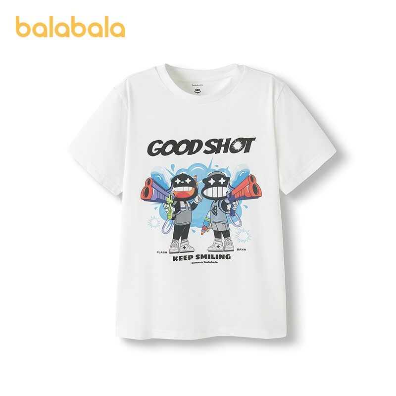 balabala Boy Short Sleeve T-Shirt New Summer Cotton Inner Wear Casual Children Quickdry Top Trendy · v2