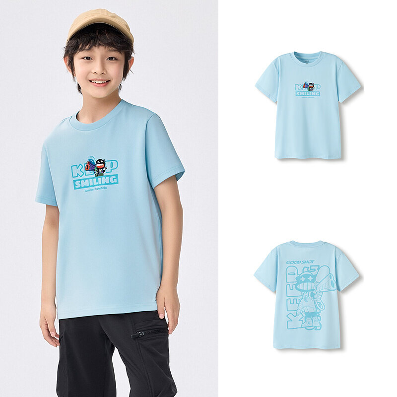 balabala Boy Short Sleeve T-Shirt New Summer Cotton Inner Wear Casual Children Quickdry Top Trendy · v2