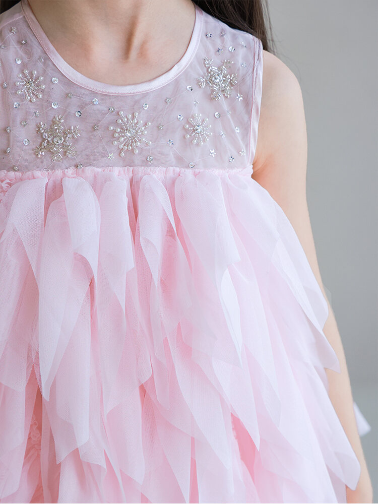 Vestido Ututo estilo princesa para niña, bordado con cuentas, falda de tul, sin mangas, verano, recién llegada, ropa infantil, vestidos para niños