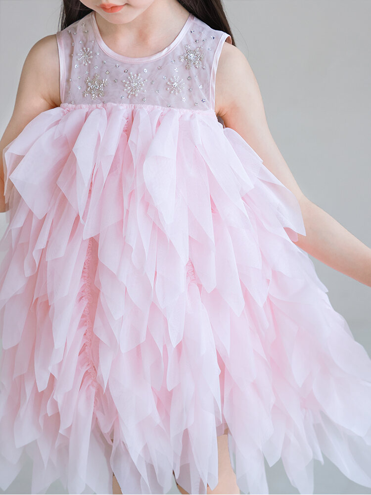 Vestido Ututo estilo princesa para niña, bordado con cuentas, falda de tul, sin mangas, verano, recién llegada, ropa infantil, vestidos para niños