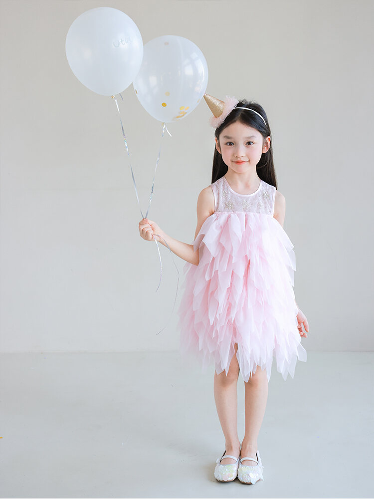Vestido Ututo estilo princesa para niña, bordado con cuentas, falda de tul, sin mangas, verano, recién llegada, ropa infantil, vestidos para niños