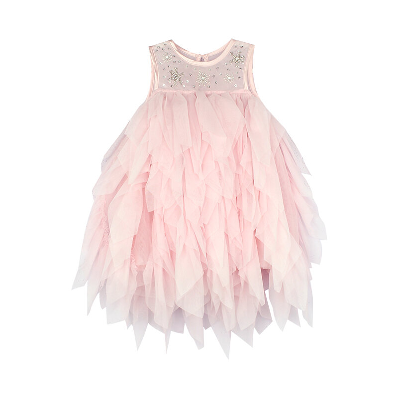 Vestido Ututo estilo princesa para niña, bordado con cuentas, falda de tul, sin mangas, verano, recién llegada, ropa infantil, vestidos para niños