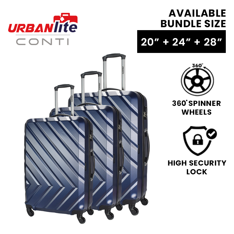 [SG Ready Stock] Bộ vali 3 trong 1 URBANlite CONTI ABS cứng có bánh xe xoay 360° ULH8919 Giao hàng trong 3 ngày làm việc bởi Universal Traveller