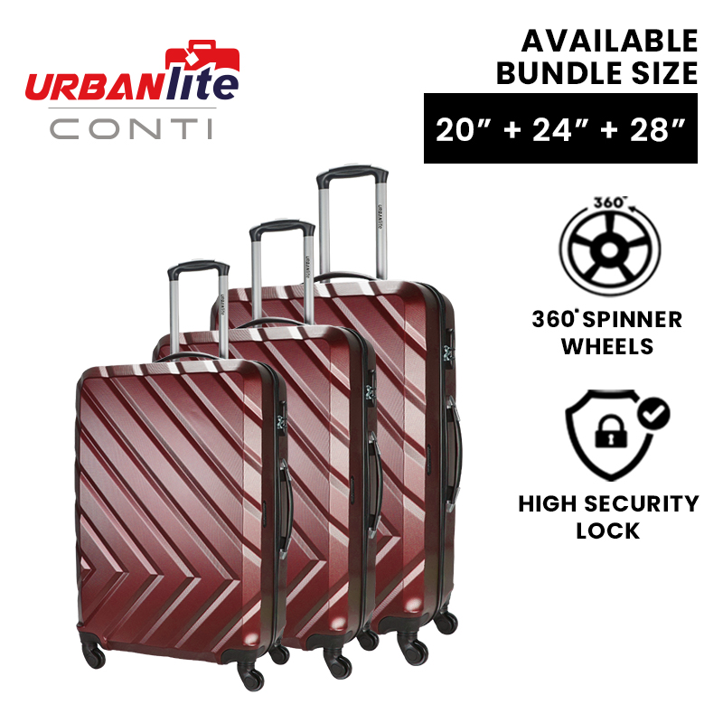 [SG Ready Stock] Bộ vali 3 trong 1 URBANlite CONTI ABS cứng có bánh xe xoay 360° ULH8919 Giao hàng trong 3 ngày làm việc bởi Universal Traveller