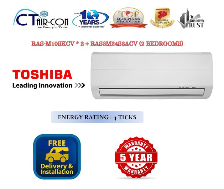 Toshiba Air Conditioner System 2 Inverter *4 TICKS* + FREE Installation + FREE Delivery + FREE $50 SERVICING Voucher + Dismantle & Disposal Old Air-Con Unit · v3