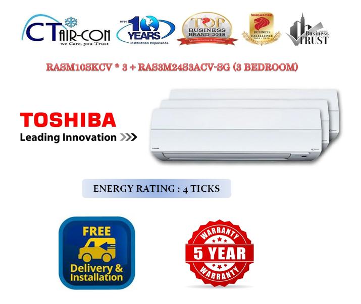 Toshiba Air Conditioner System 3 *4 TICKS* + FREE Installation + FREE $100 SERVICING Voucher + Dismantle & Disposal Old Air-Con Unit · v3