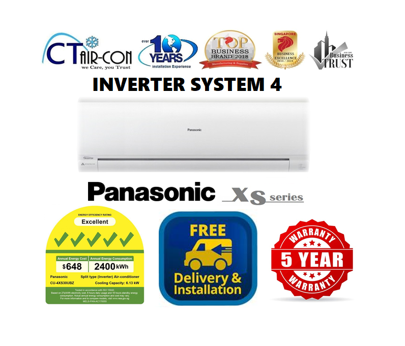 Panasonic INVERTER Air-Con ECONAVI [XS Series] System 4 (4 x Bedrooms) FREE Install + FREE Delivery + FREE $100 SERVICING Voucher + Dismantle & Disposal Old Air-Con Unit · v7