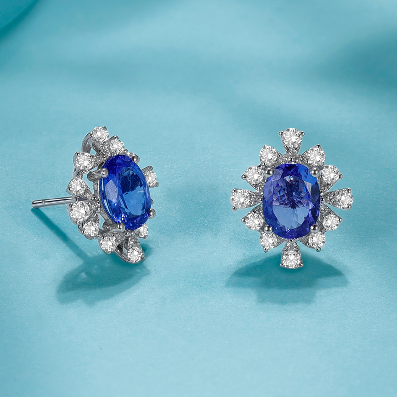 Rio Diamonds Gapkon Tazanite Diamond Earring in 18K White Gold · v2