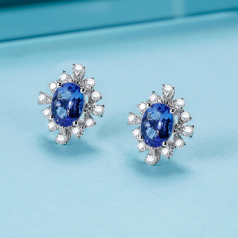 Rio Diamonds Gapkon Tazanite Diamond Earring in 18K White Gold · v2
