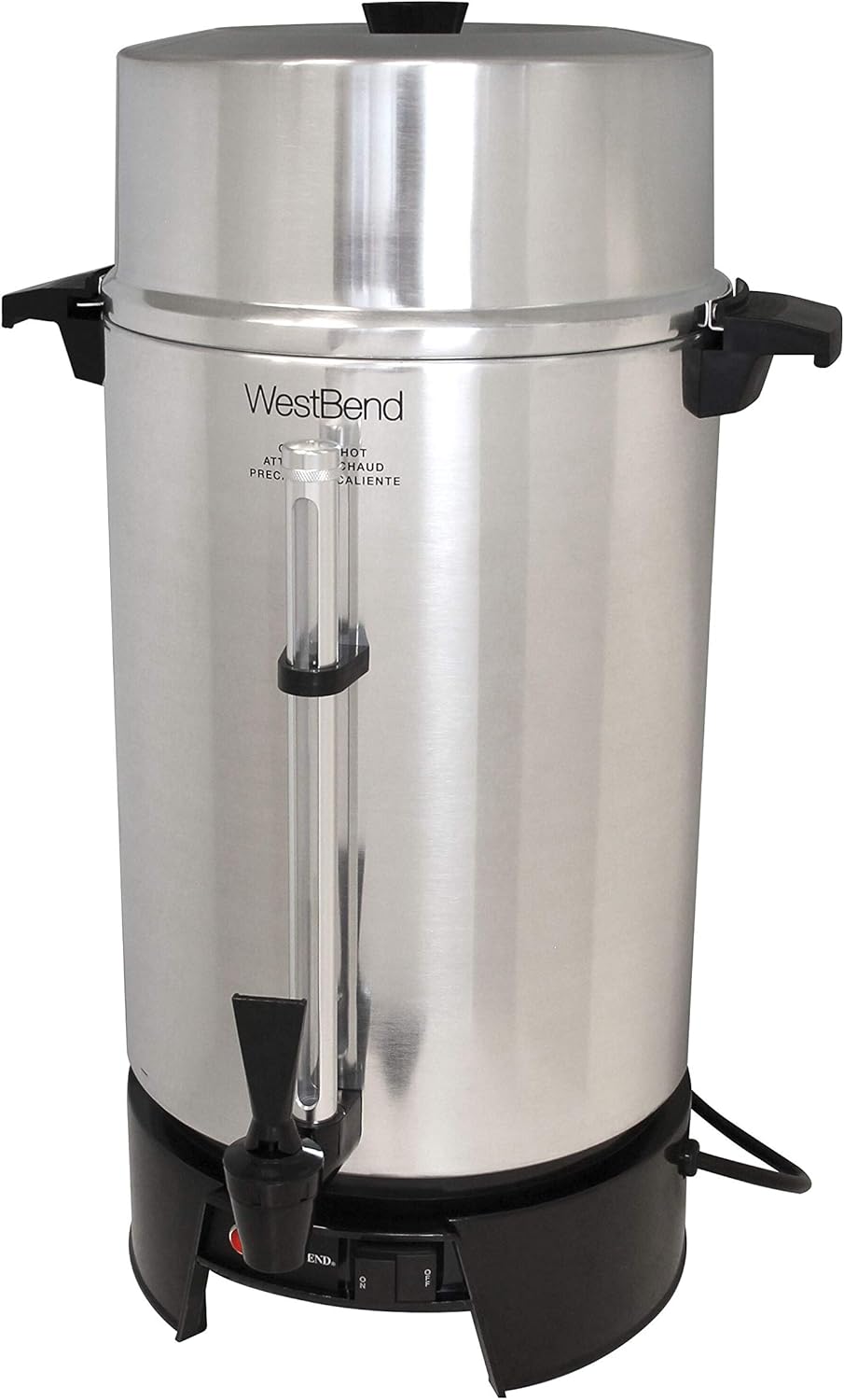 Urna da caffè commerciale West Bend 33600 in alluminio altamente lucidato approvata dalla NSF con controllo automatico della temperatura, grande capacità con infusione rapida e facile pulizia, 100 tazze, argento