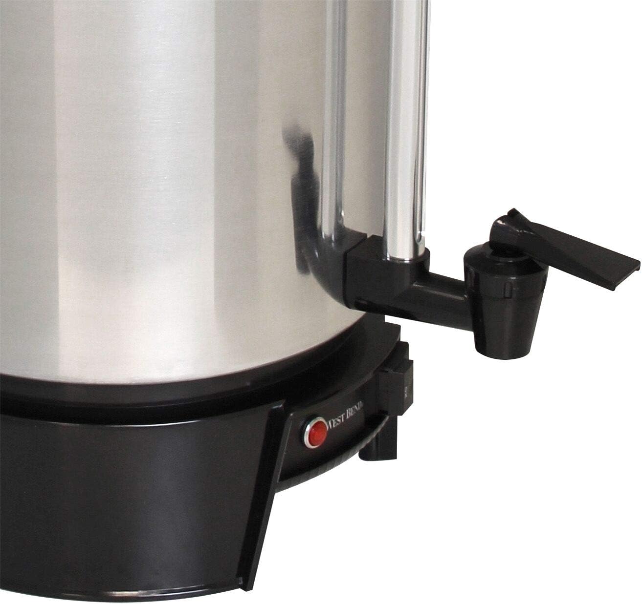 Urna da caffè commerciale West Bend 33600 in alluminio altamente lucidato approvata dalla NSF con controllo automatico della temperatura, grande capacità con infusione rapida e facile pulizia, 100 tazze, argento