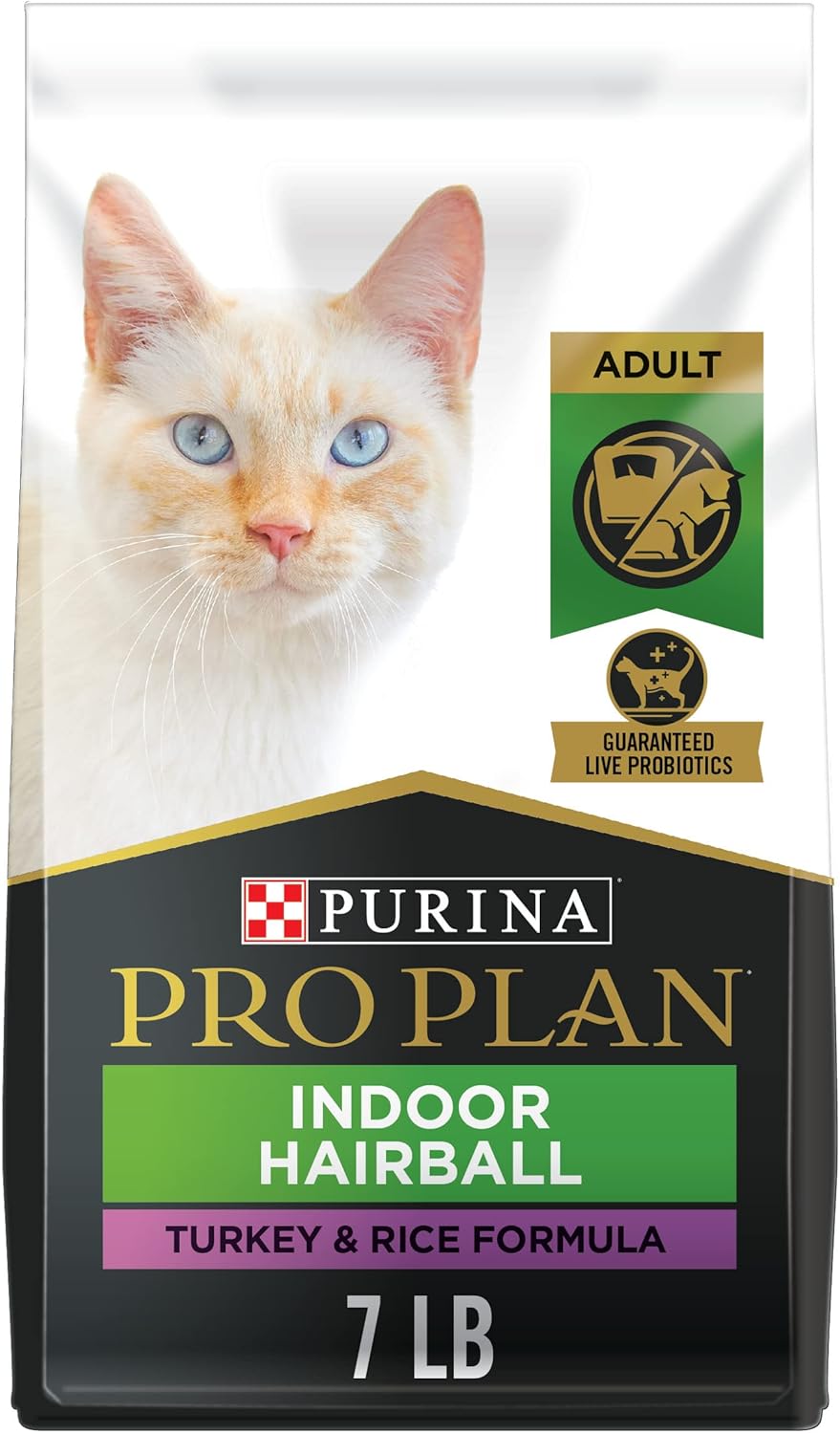 Purina Pro Plan Hairball Management, Indoor Cat Food, Turkey and Rice Formula - 7 lb. Bag · v2