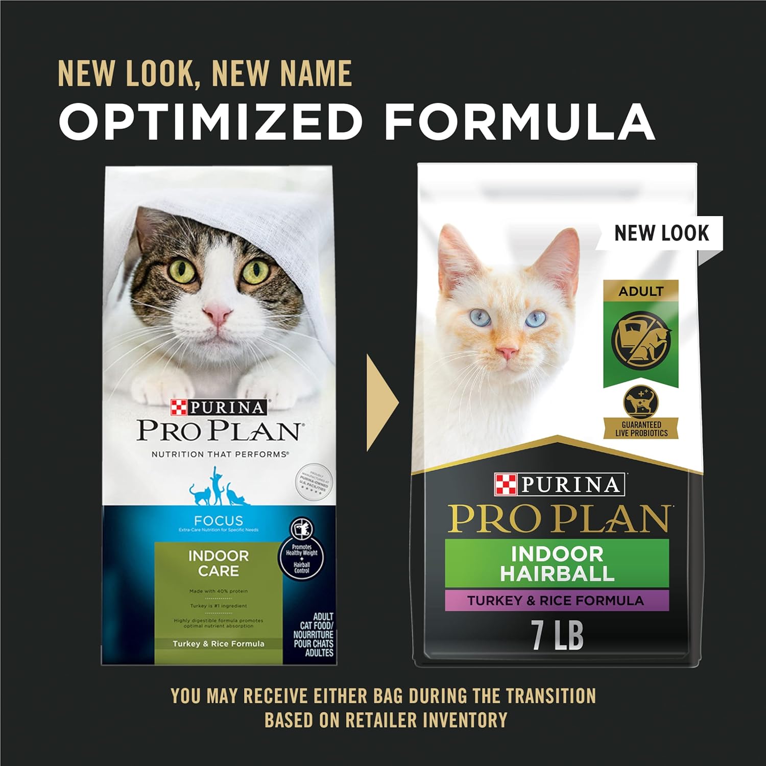 Purina Pro Plan Hairball Management, Indoor Cat Food, Turkey and Rice Formula - 7 lb. Bag · v2