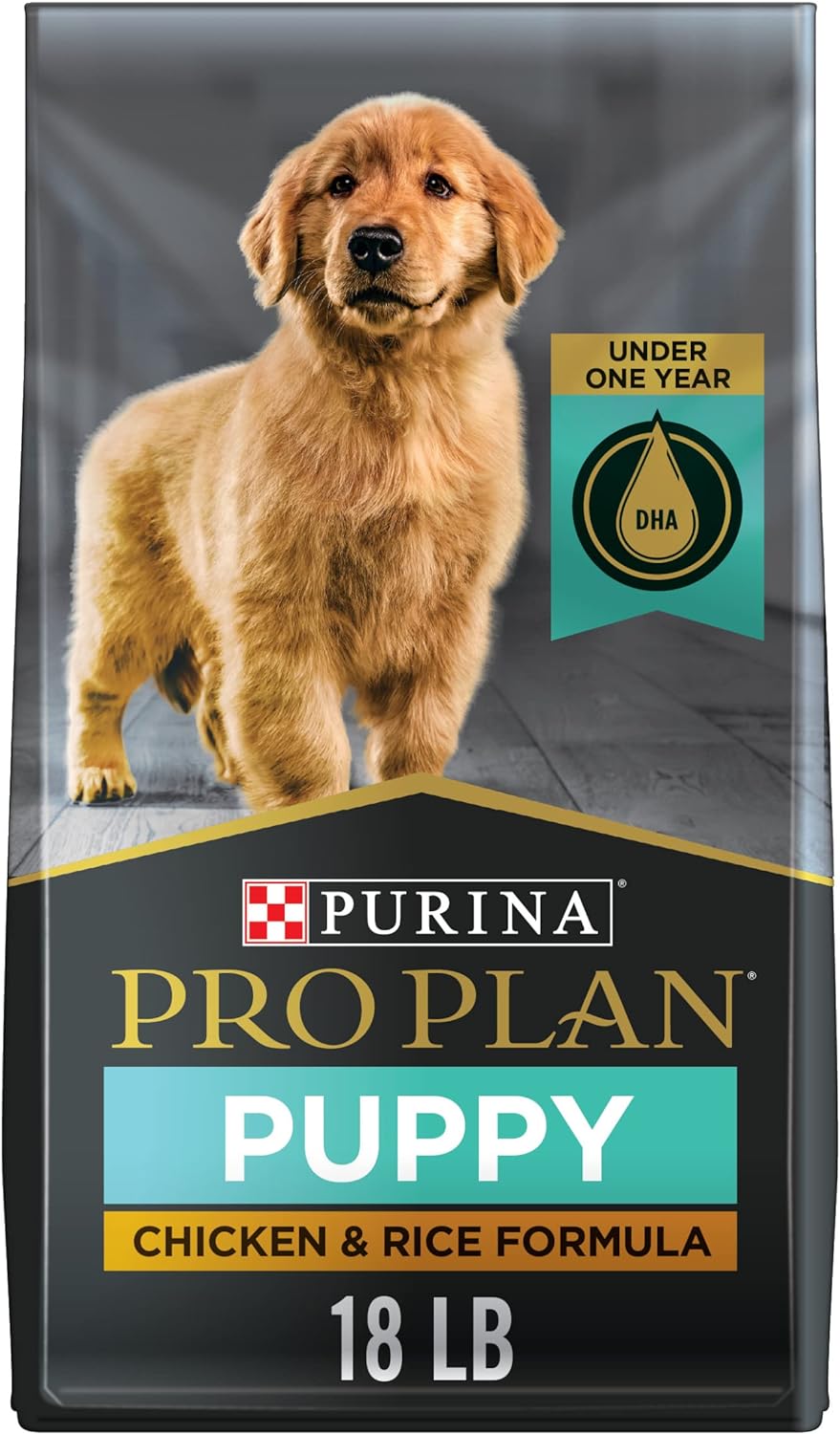 Alimento seco para cachorros Purina Pro Plan con alto contenido de proteínas, fórmula para pollo y arroz, bolsa de 18 libras