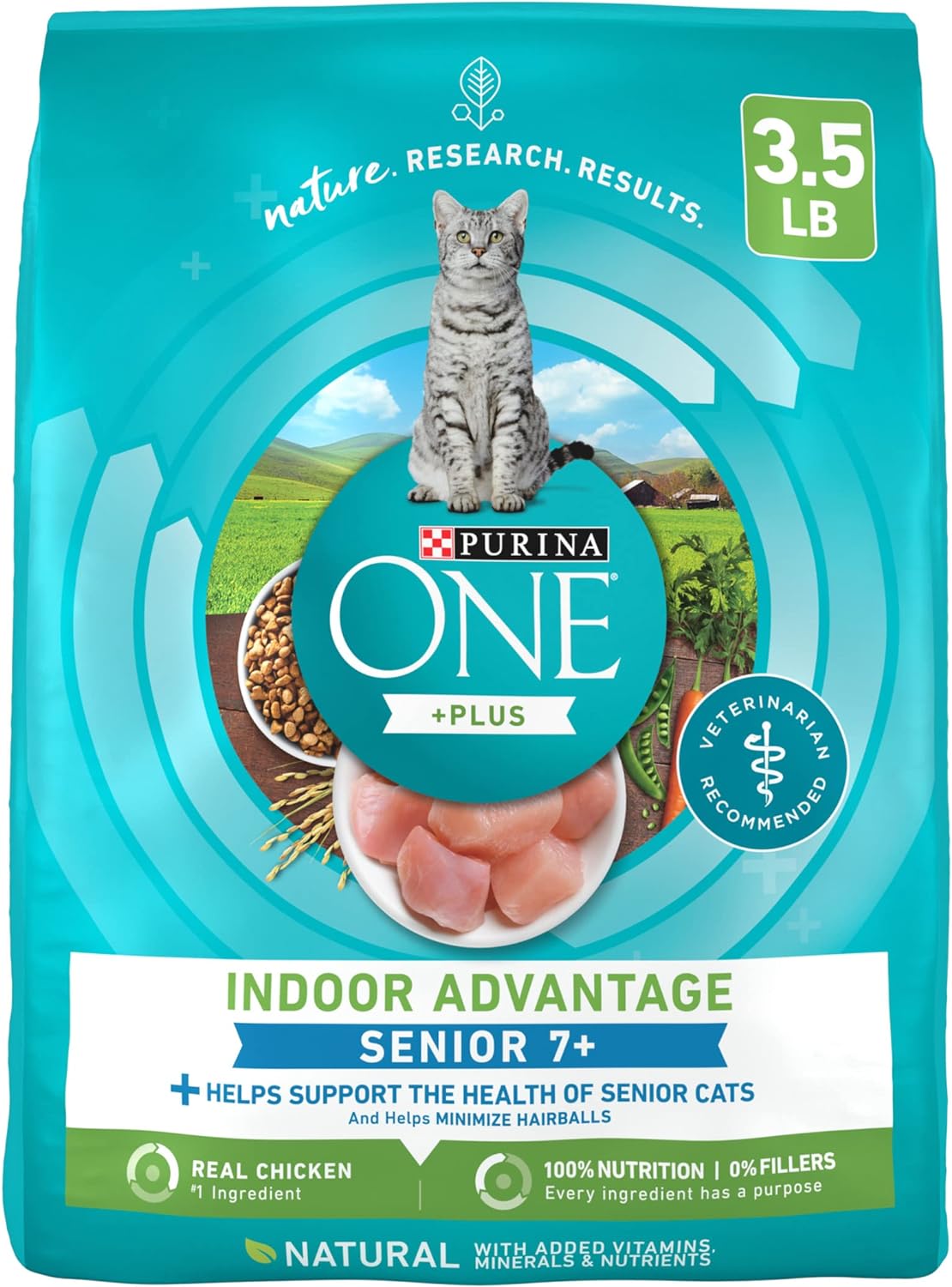 Nourriture sèche naturelle pour chats Purina ONE, riche en protéines, pour chats, Indoor Advantage Senior, sac de 3,5 livres