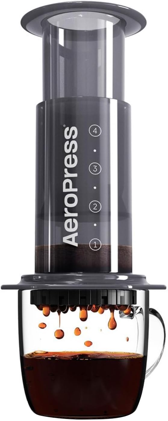 AeroPress Original Coffee Press – 3 in 1 brew method combines French Press, Pourover, Espresso - Full bodied, smooth coffee without grit, bitterness - Small portable coffee maker for camping  travel