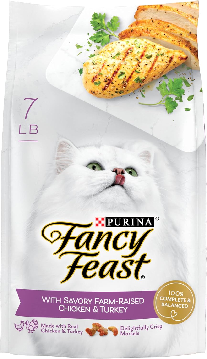 Nourriture sèche pour chats Purina Fancy Feast avec poulet salé et dinde, sac de 7 livres