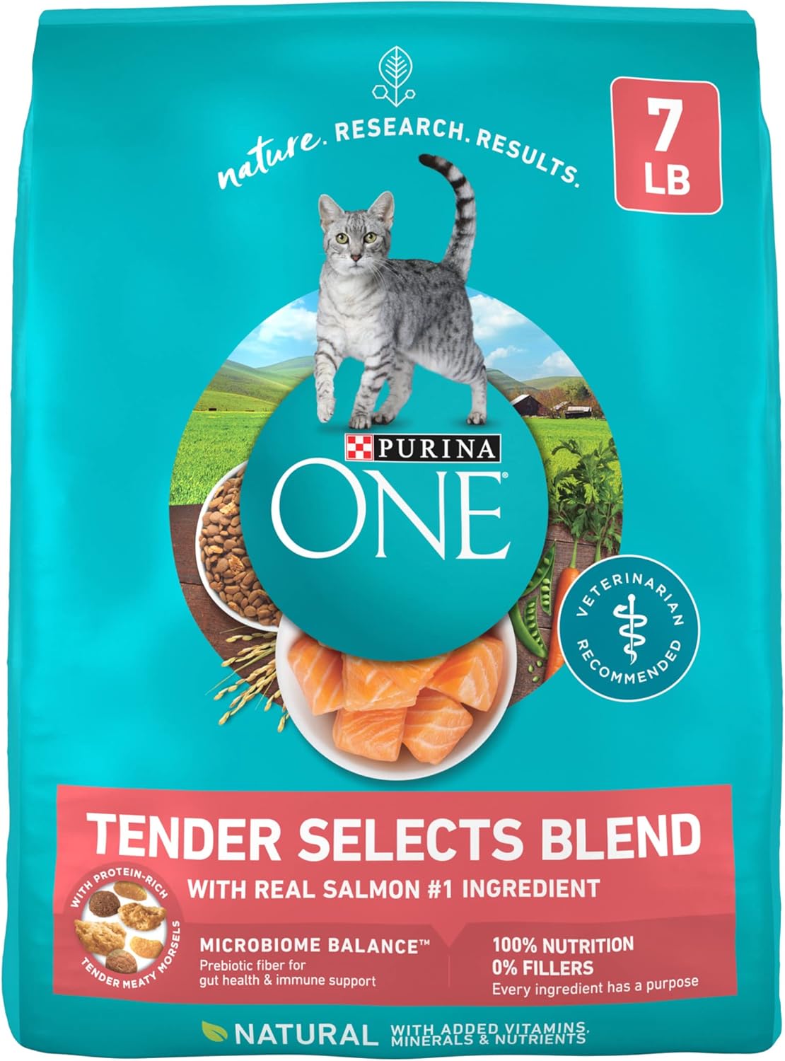 Purina ONE Natural Dry Cat Food, Tender Selects Blend With Real Salmon - 7 lb. Bag · v2