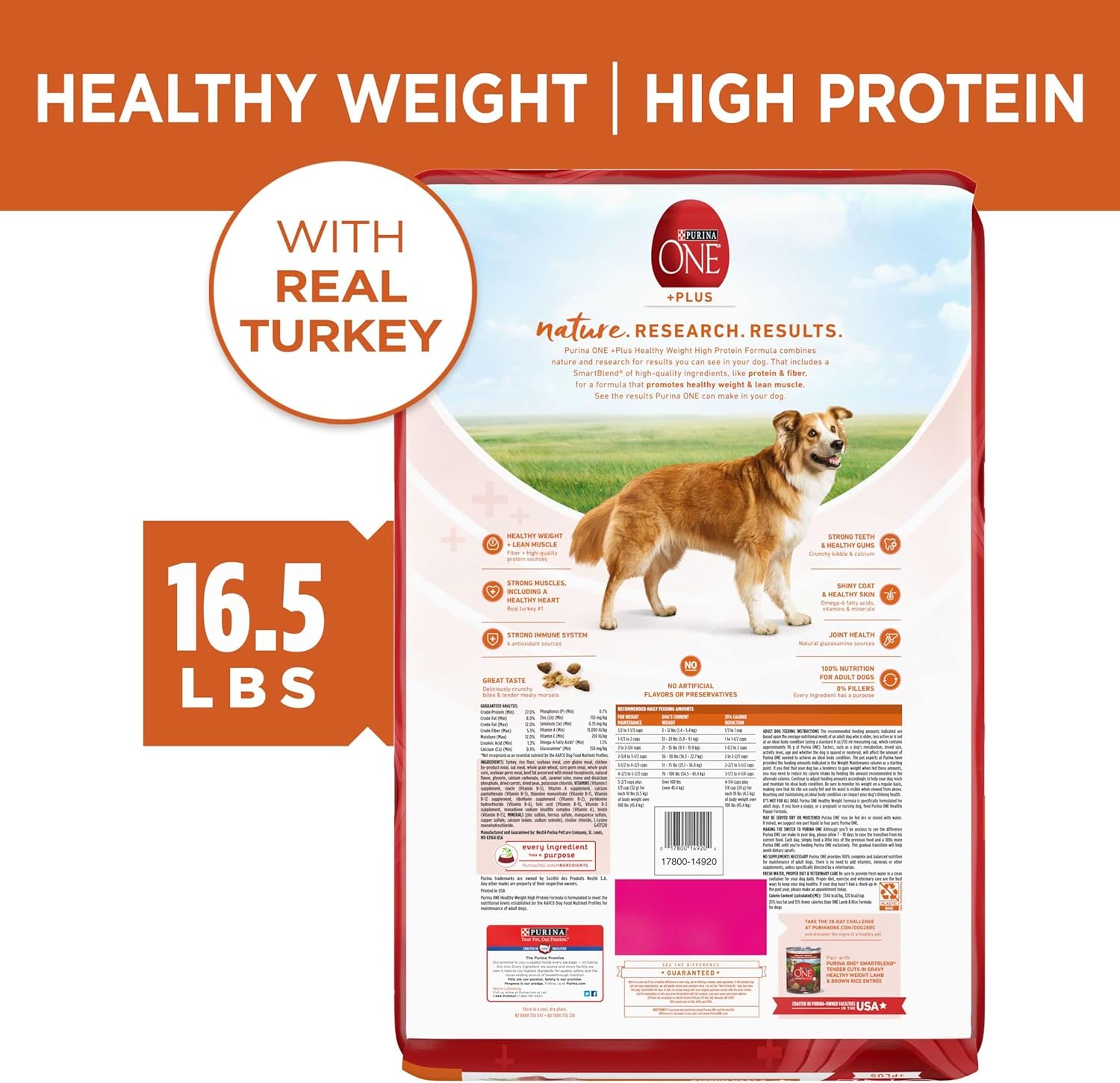 Nourriture sèche pour chiens Purina ONE Plus Healthy Weight, formule sèche, sac de 16,5 livres
