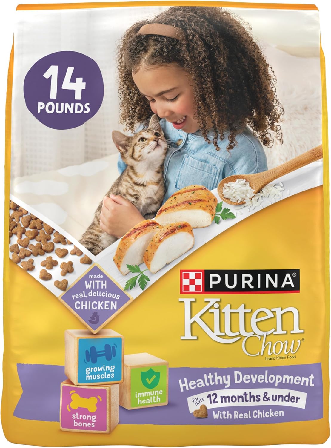 Purina Kitten Chow Kitten Food Healthy Development with Real Chicken Dry Kitten Food - 14 lb. Bag · v2