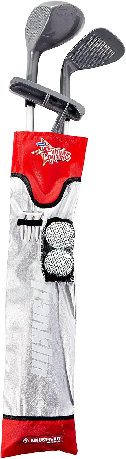 Franklin Sports Kids Golf Set - Set mazze da golf in plastica regolabile per ragazzi - Set da golf in plastica per bambini con borsa e palline - Mazze a lunghezza regolabile per bambini piccoli, Junior, mano destra, rosso