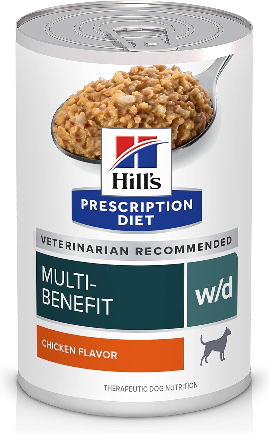 Hills Prescription Diet w/d 다중 이점 소화/체중/포도당/요로 관리 치킨 습식 개 사료, 수의학 식단, 13온스 캔, 12팩