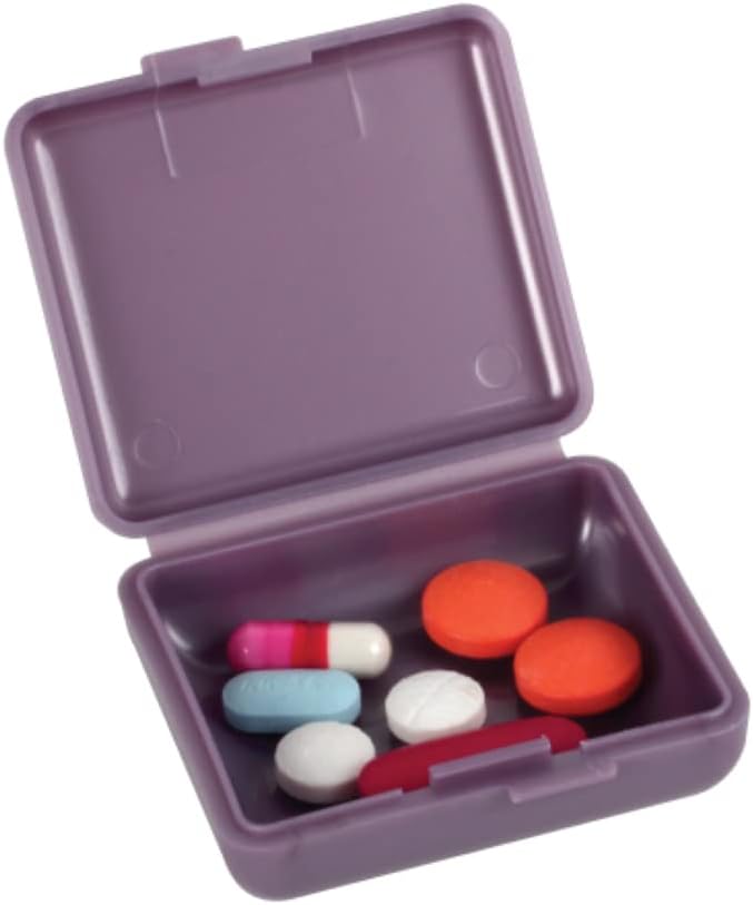 EZY DOSE Tempat Penyimpanan Pil Farmasi Saku untuk Perjalanan Harian, Tempat Penyimpanan Vitamin, Wadah Obat, Kotak Pil Portabel, Warna Dapat Bervariasi, Isi 2, Bebas BPA