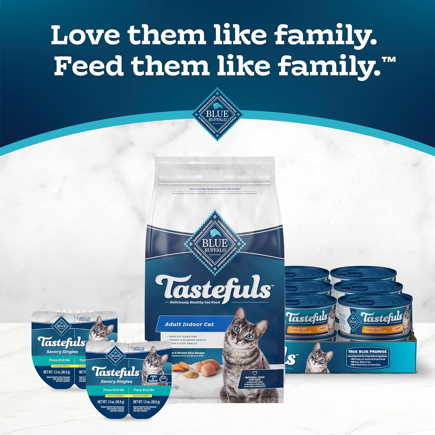 Nourriture sèche Blue Buffalo Tastefuls pour adultes pour perdre du poids, fabriquée aux États-Unis avec des ingrédients naturels, recette de poulet, 3 livres. Sac