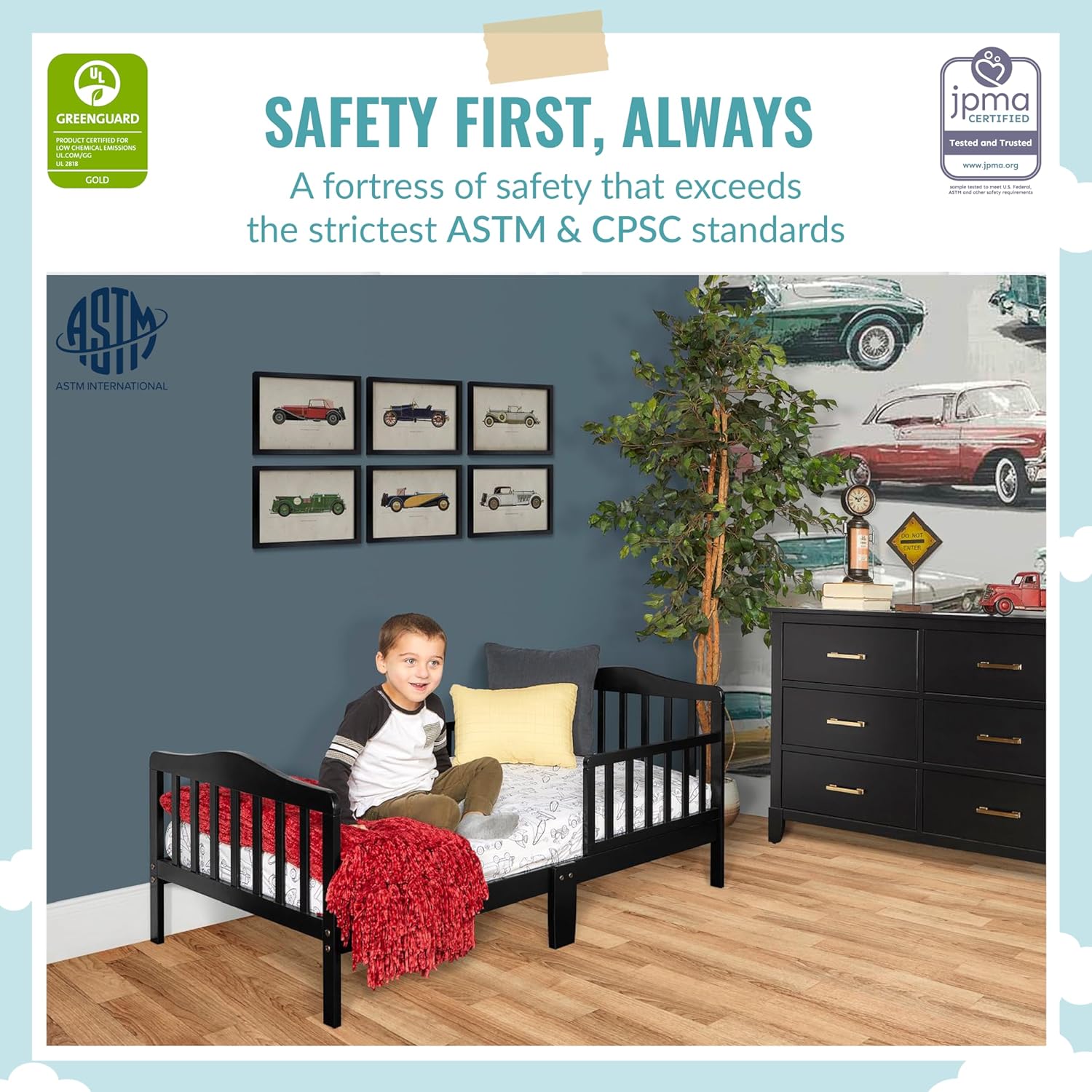 Classic Design Toddler Bed in Black, Greenguard Gold Certified · v3
