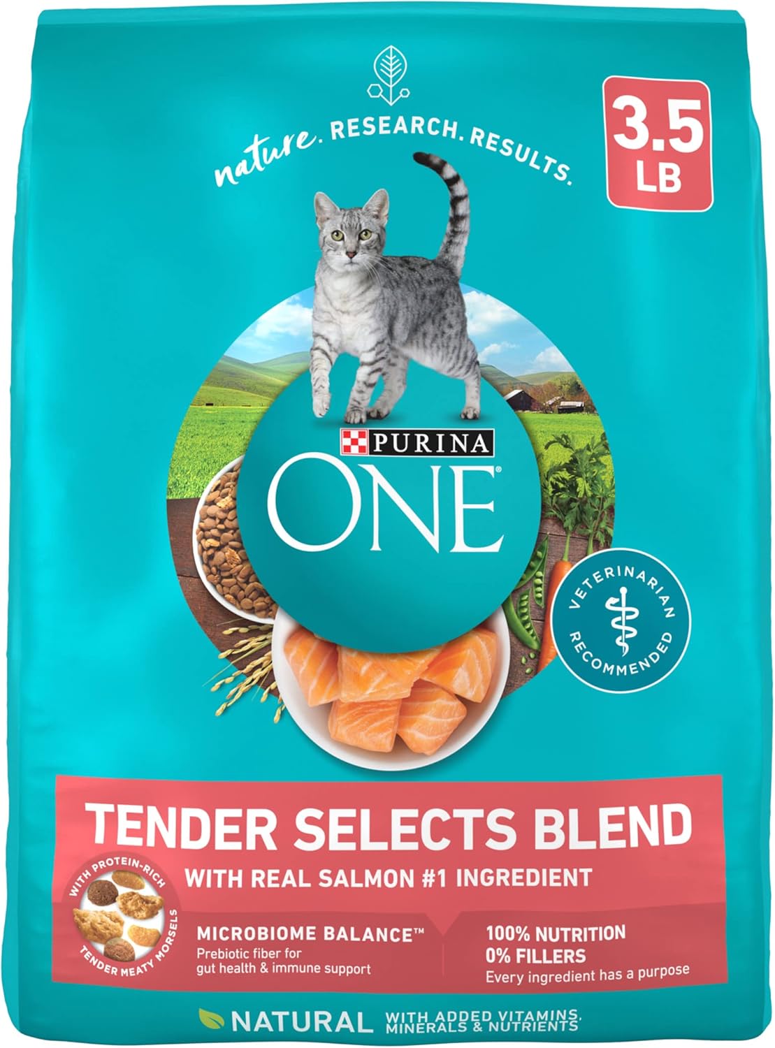 Nourriture sèche naturelle pour chats Purina ONE, mélange Tender Selects avec du vrai saumon, sac de 3,5 livres