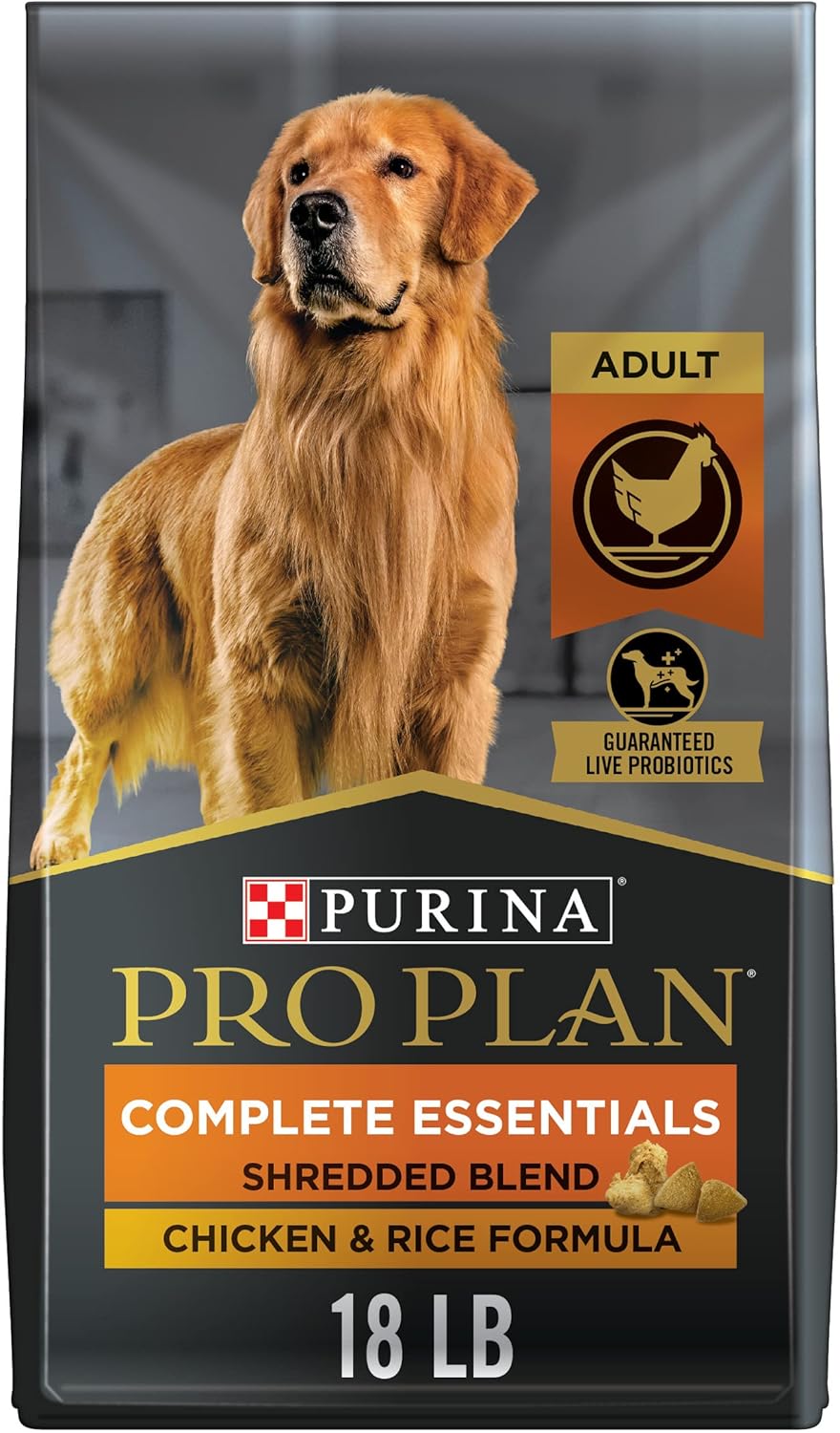 Purina Pro Plan eiwitrijk hondenvoer met probiotica voor honden, formule met versnipperde kippenrijst, zak van 18 pond