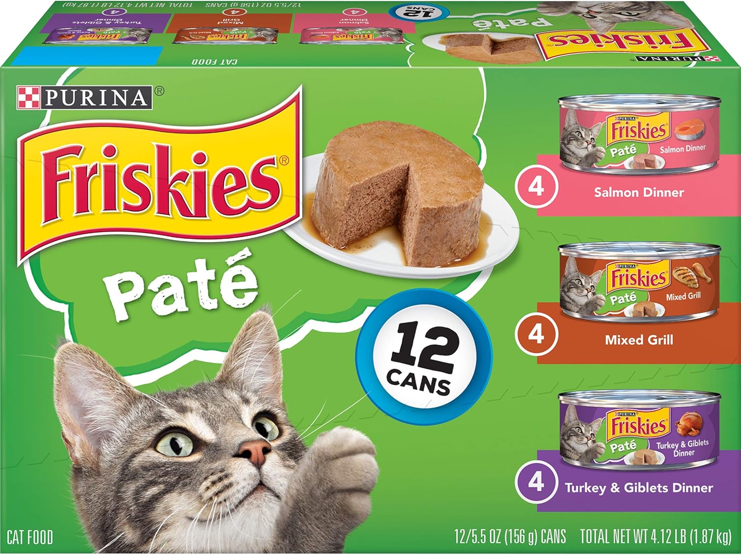 Purina Friskies Wet Cat Food Pate Variety Pack Salmon Dinner, Turkey and Giblets Dinner and Mixed Grill - 5.5 Ounce (Pack of 24) · v2