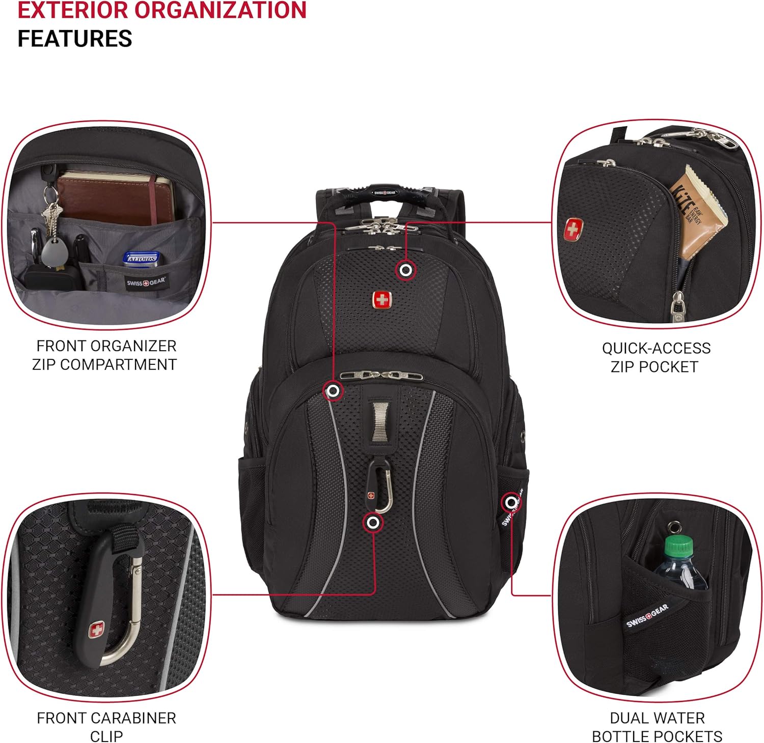 กระเป๋าเป้สะพายหลังใส่โน้ตบุ๊ก ScanSmart สีดำจาก Swiss Gear SA1923 ที่รองรับ TSA - เหมาะกับโน้ตบุ๊กและแท็บเล็ตขนาด 15 นิ้วส่วนใหญ่