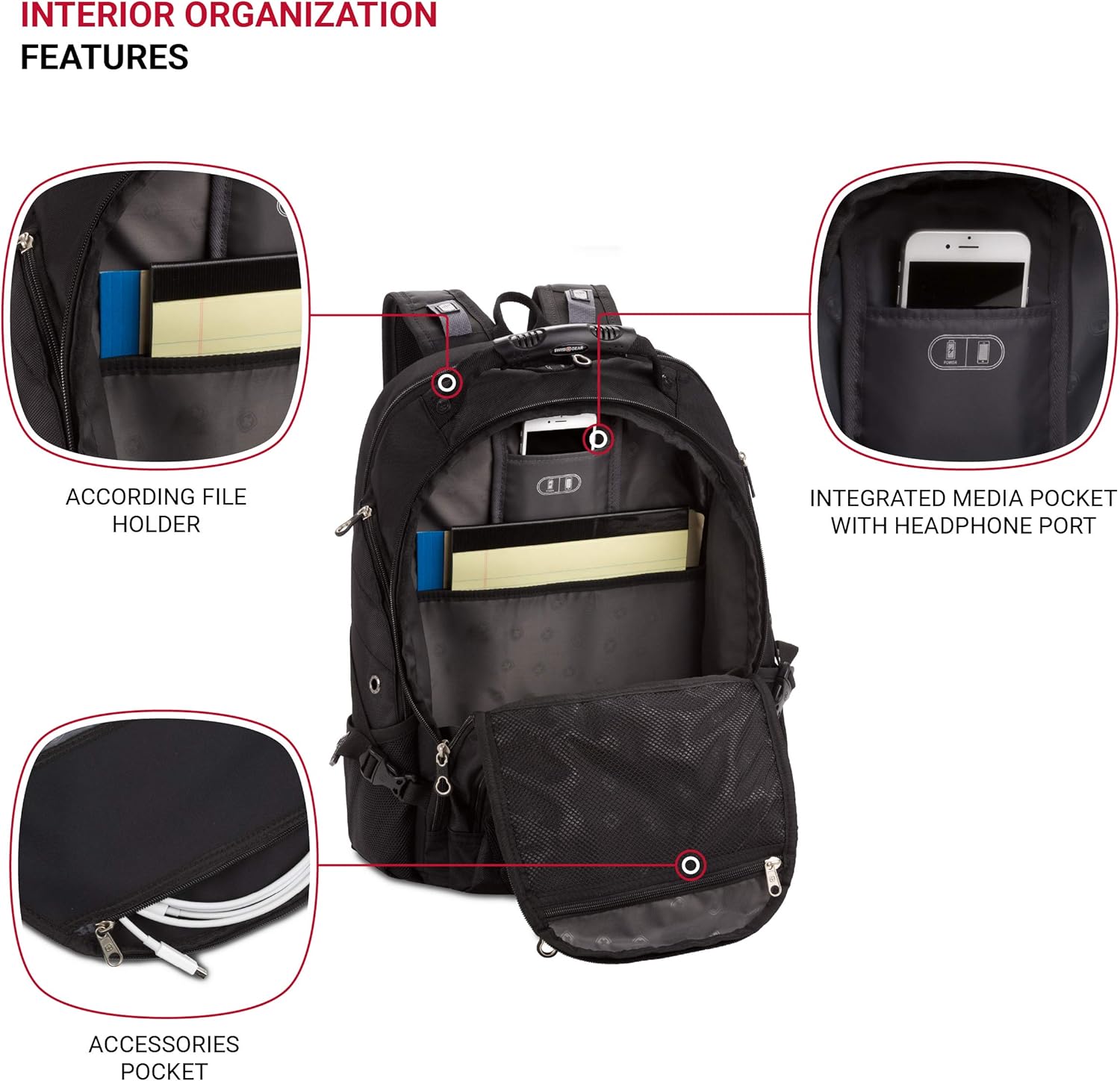 กระเป๋าเป้สะพายหลังใส่โน้ตบุ๊ก ScanSmart สีดำจาก Swiss Gear SA1923 ที่รองรับ TSA - เหมาะกับโน้ตบุ๊กและแท็บเล็ตขนาด 15 นิ้วส่วนใหญ่