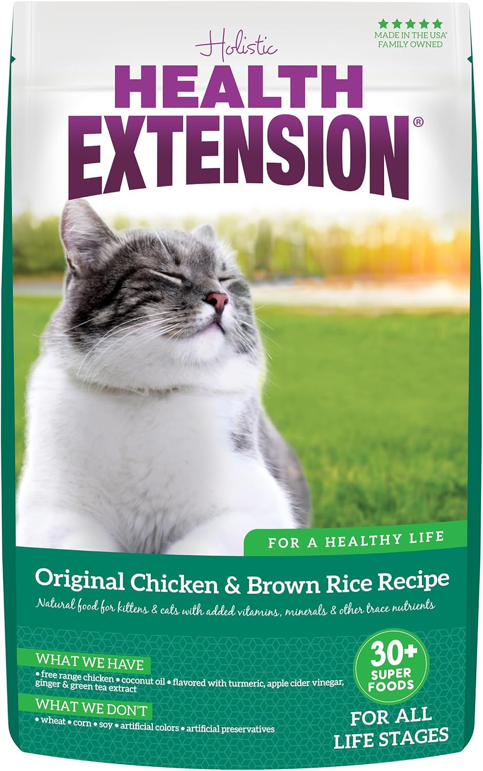 Health Extension Dry Cat Food, (15 lb / 6.8 kg) - Chicken  Brown Rice Recipe with Added Vitamins, Minerals, and Probiotics, Suitable for All Cats amp; Kittens