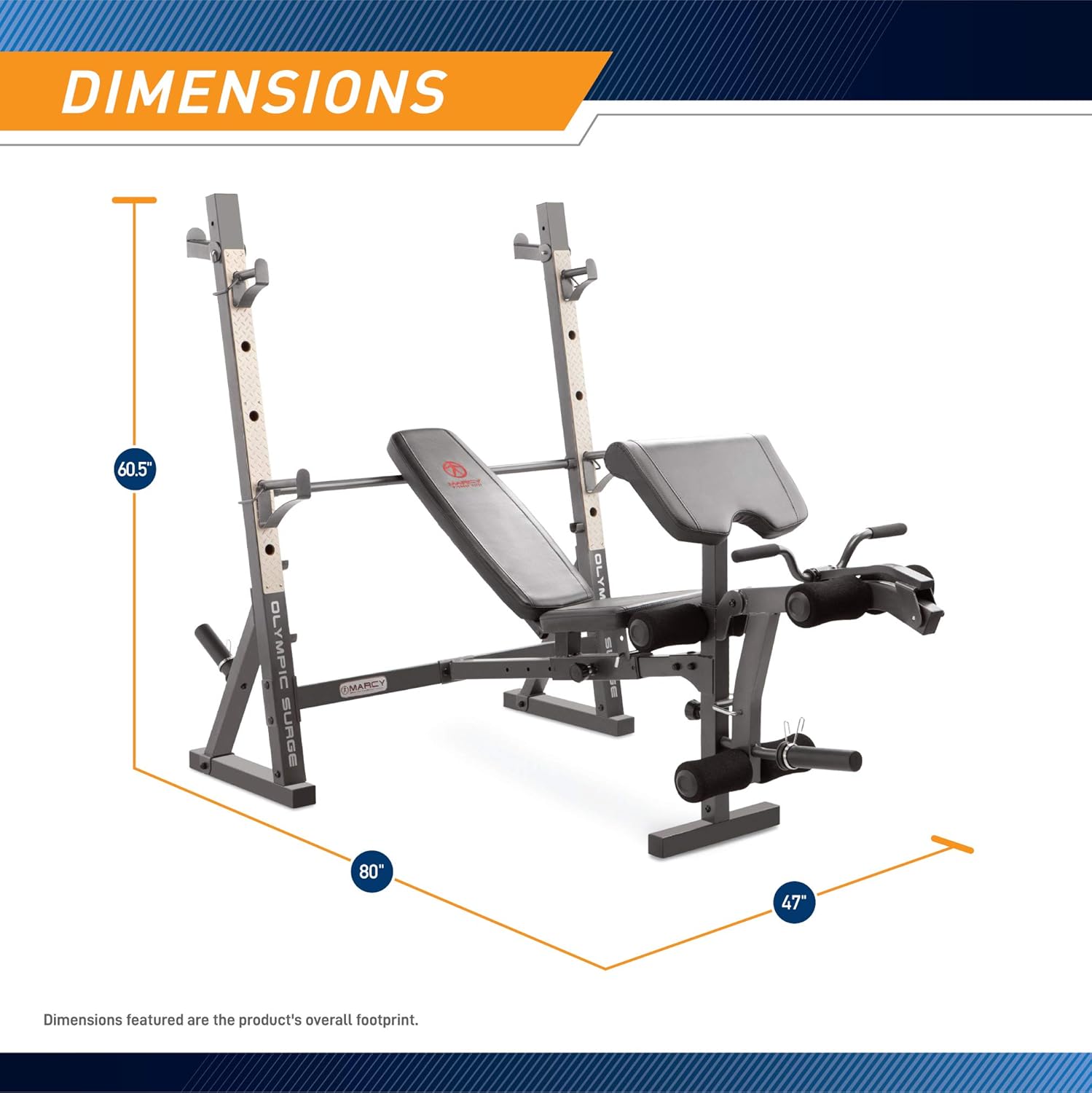 Marcy Olympic Weight Bench with Preacher Curl Pad and Leg Developer for Full-Body Workout · v7