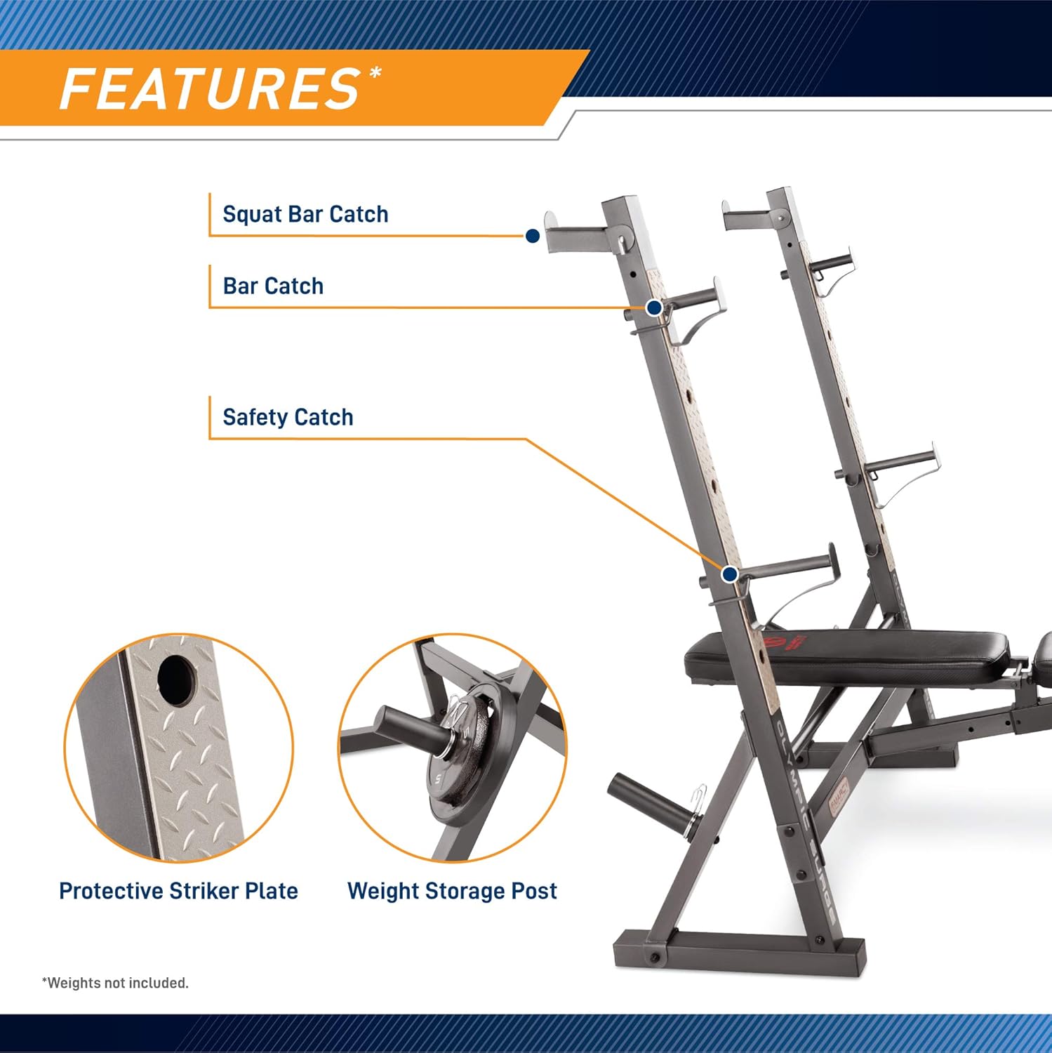 Marcy Olympic Weight Bench with Preacher Curl Pad and Leg Developer for Full-Body Workout · v7