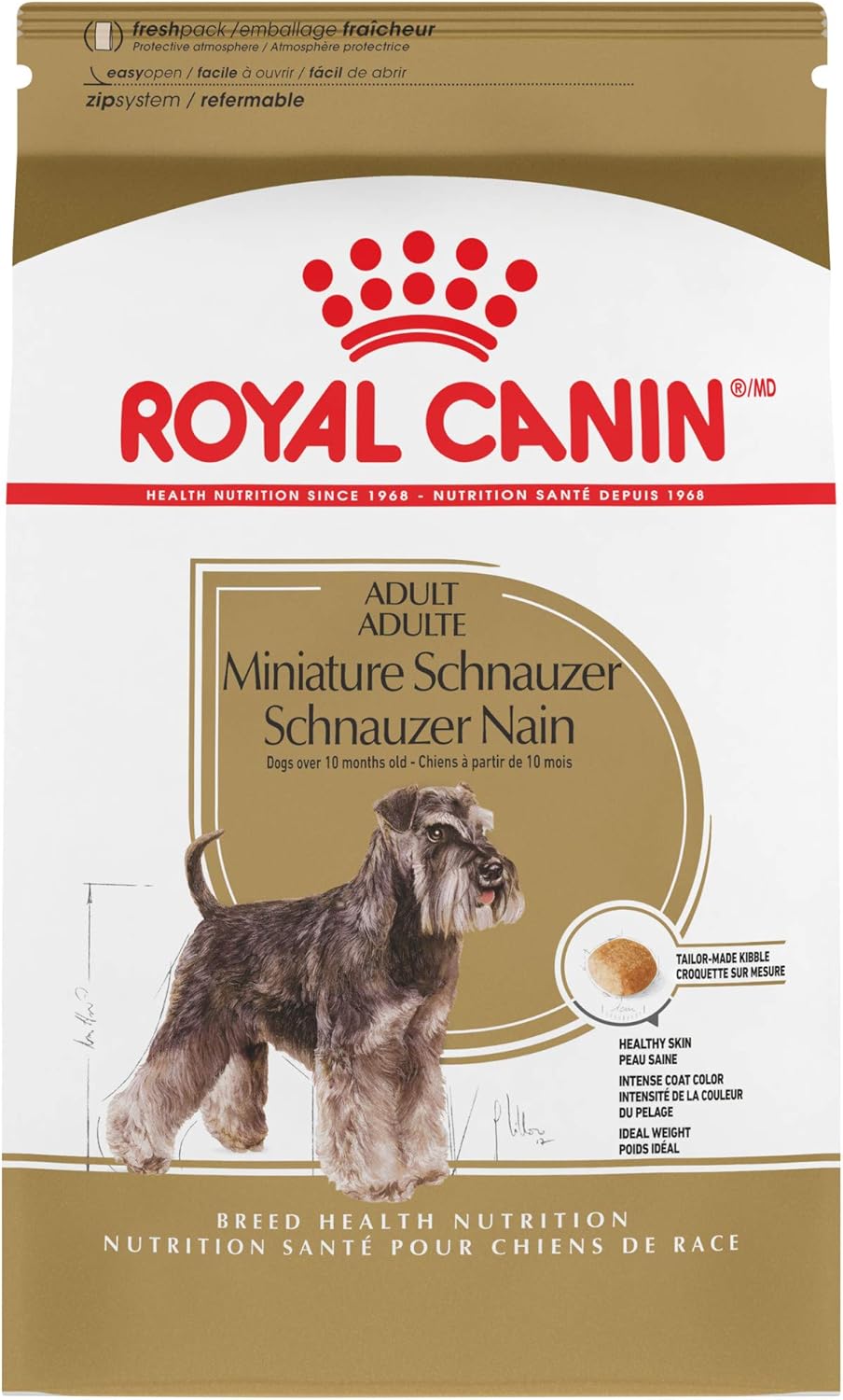 Nourriture sèche pour chiens Royal Canin Miniature Schnauzer, spécifique à une race adulte, sac de 10 livres